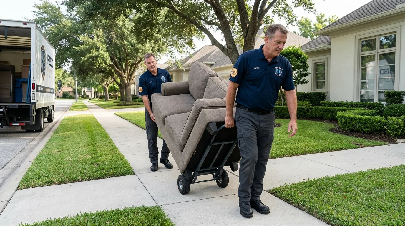 Local residential moving crew loading furniture in New Providence, NJ