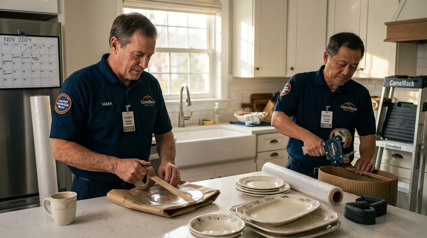 Professional crew packing kitchen dishware in New Providence, NJ